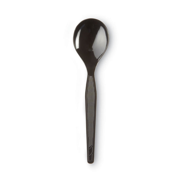 Dixie® Plastic Cutlery, Heavyweight Soup Spoons, 5 3/4", Black, 1,000/Carton (DXESH517)
