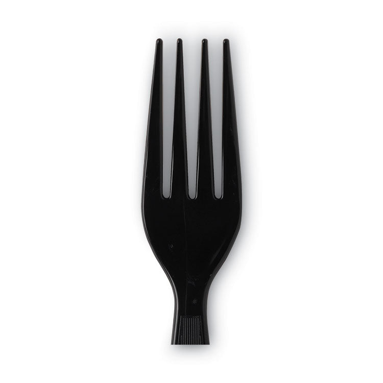 Dixie® Individually Wrapped Heavyweight Forks, Polystyrene, Black, 1,000/Carton (DXEFH53C7) Case of 1000