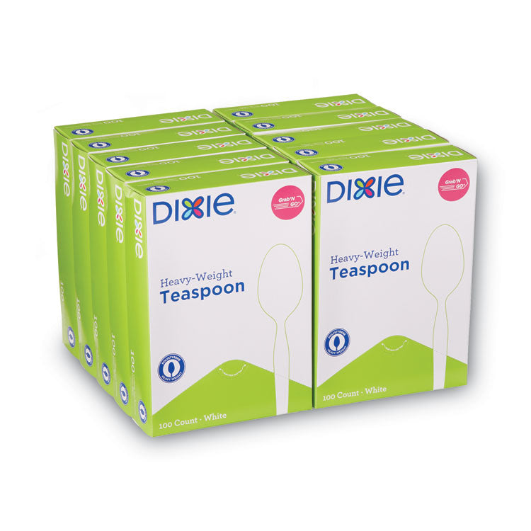 Dixie® Plastic Cutlery, Heavyweight Teaspoons, White, 1,000/Carton (DXETH207CT)