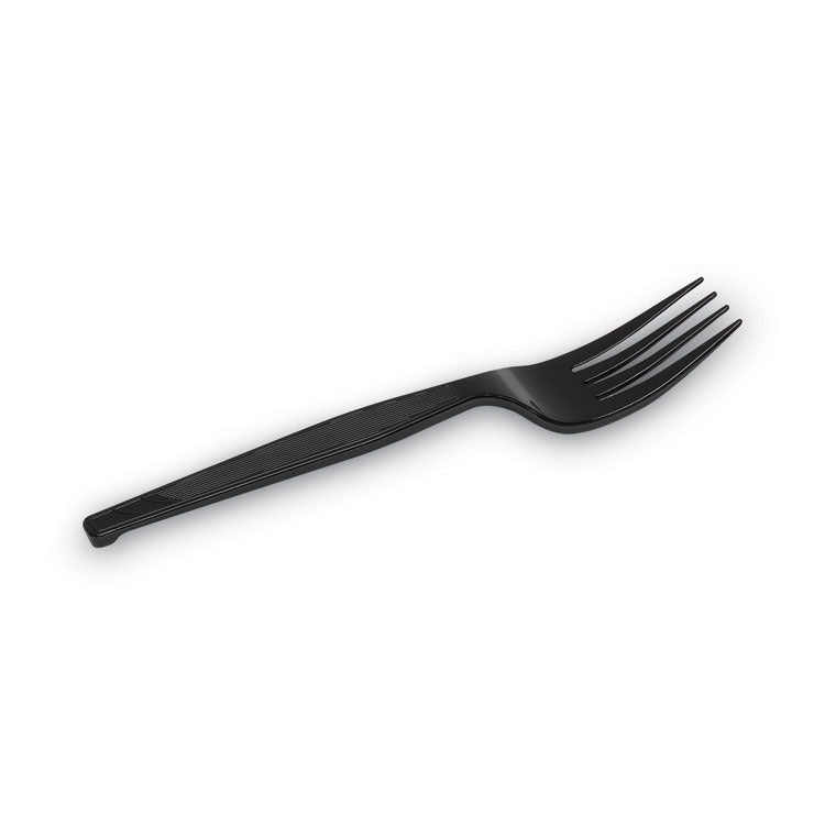 Dixie® Individually Wrapped Heavyweight Forks, Polypropylene, Black, 1,000/Carton (DXEPFH53C)