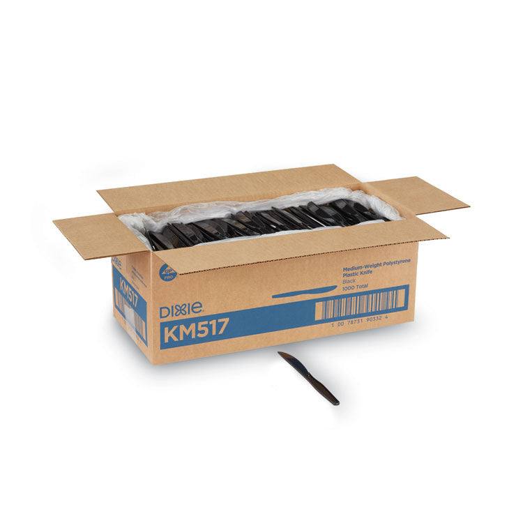 Dixie® Plastic Cutlery, Heavy Mediumweight Knives, Black, 1,000/Carton (DXEKM517) Case of 1000