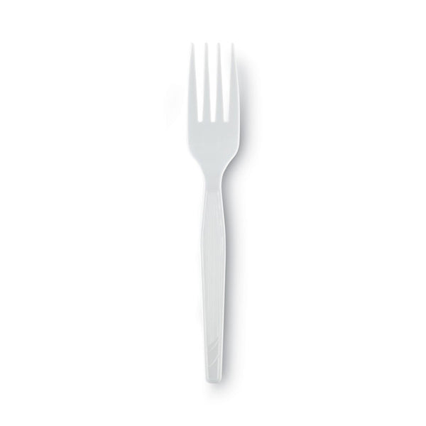 Dixie® Plastic Cutlery, Heavy Mediumweight Forks, White, 1,000/Carton (DXEFM217)