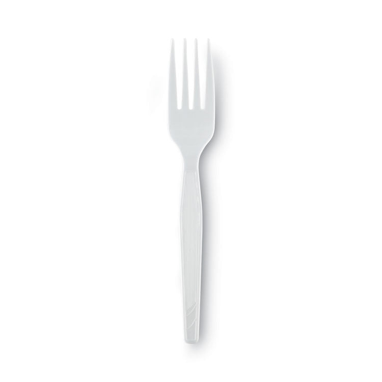 Dixie® Plastic Cutlery, Heavy Mediumweight Forks, White, 1,000/Carton (DXEFM217) Case of 1000