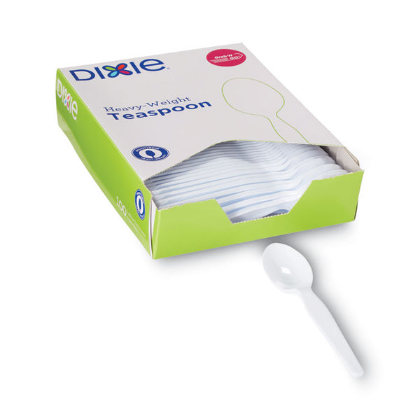 Dixie® Plastic Cutlery, Heavyweight Teaspoons, White, 100/Box (DXETH207)
