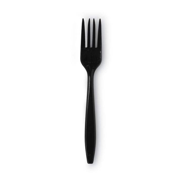 Dixie® Individually Wrapped Heavyweight Forks, Polypropylene, Black, 1,000/Carton (DXEPFH53C)