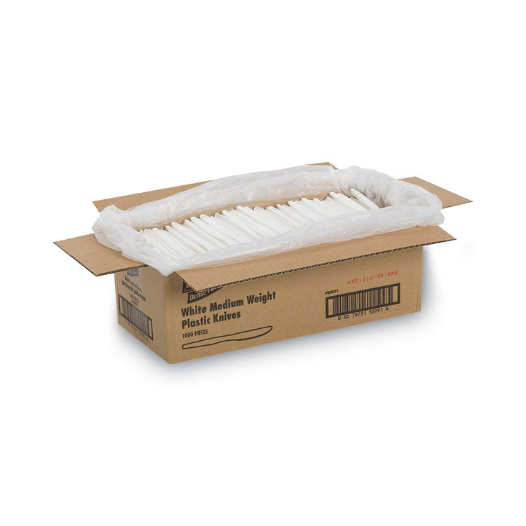 Dixie® Plastic Cutlery, Mediumweight Knives, White, 1,000/Carton (DXEPKM21)