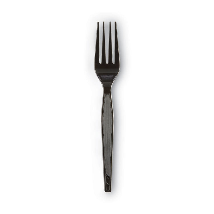 Dixie® Plastic Cutlery, Heavyweight Forks, Black, 1,000/Carton (DXEFH517)