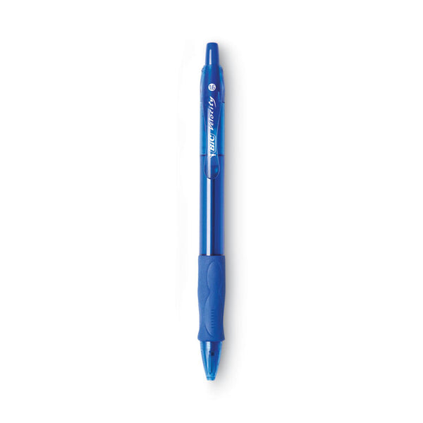 BIC® GLIDE Bold Ballpoint Pen, Retractable, Bold 1.6 mm, Blue Ink, Translucent Blue Barrel, Dozen (BICVLGB11BE)