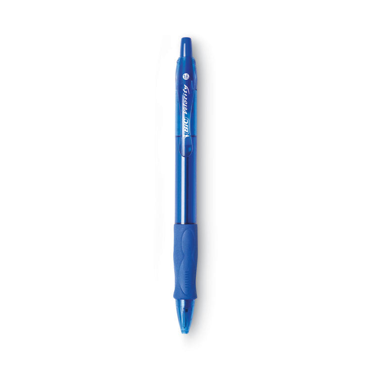 BIC® GLIDE Bold Ballpoint Pen, Retractable, Bold 1.6 mm, Blue Ink, Translucent Blue Barrel, Dozen (BICVLGB11BE)