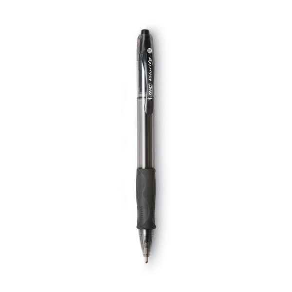 BIC® GLIDE Bold Ballpoint Pen, Retractable, Bold 1.6 mm, Black Ink, Smoke Barrel, Dozen (BICVLGB11BK)