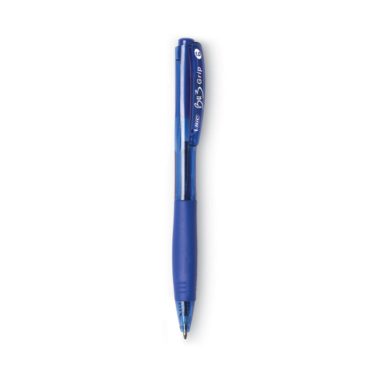 BIC® BU3 Ballpoint Pen, Retractable, Bold 1 mm, Blue Ink, Translucent Blue/Blue Barrel, Dozen (BICBU311BE)