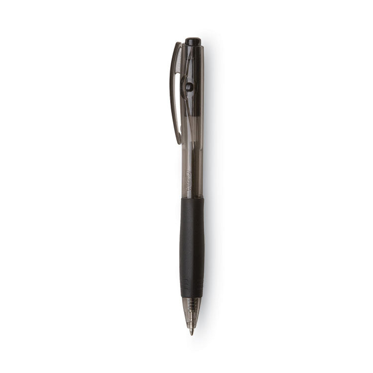 BIC® BU3 Ballpoint Pen, Retractable, Medium 1 mm, Black Ink, Smoke/Black Barrel, 36/Pack (BICBU3361BK)