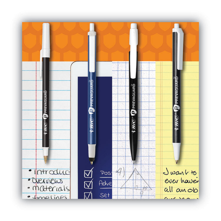 BIC PrevaGuard Retractable Ballpoint Pen, Medium 1 mm, Blue Ink/Barrel, Dozen (BICCSA11BE)