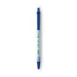 BIC® Ecolutions Clic Stic Ballpoint Pen, Retractable, Medium 1 mm, Blue Ink, Translucent Frost/Blue Barrel, Dozen (BICCSEM11BE)