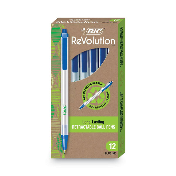 BIC® Ecolutions Clic Stic Ballpoint Pen, Retractable, Medium 1 mm, Blue Ink, Translucent Frost/Blue Barrel, Dozen (BICCSEM11BE)