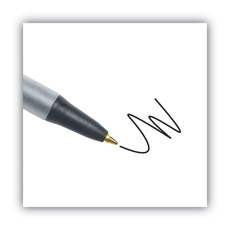 BIC® Ecolutions Clic Stic Ballpoint Pen, Retractable, Medium 1 mm, Black Ink, Translucent Frost/Black Barrel, Dozen (BICCSEM11BK)