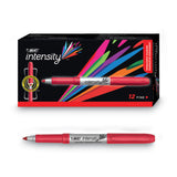 BIC® Intensity Fine Tip Permanent Marker, Fine Bullet Tip, Rambunctious Red, Dozen (BICGPM11RD)