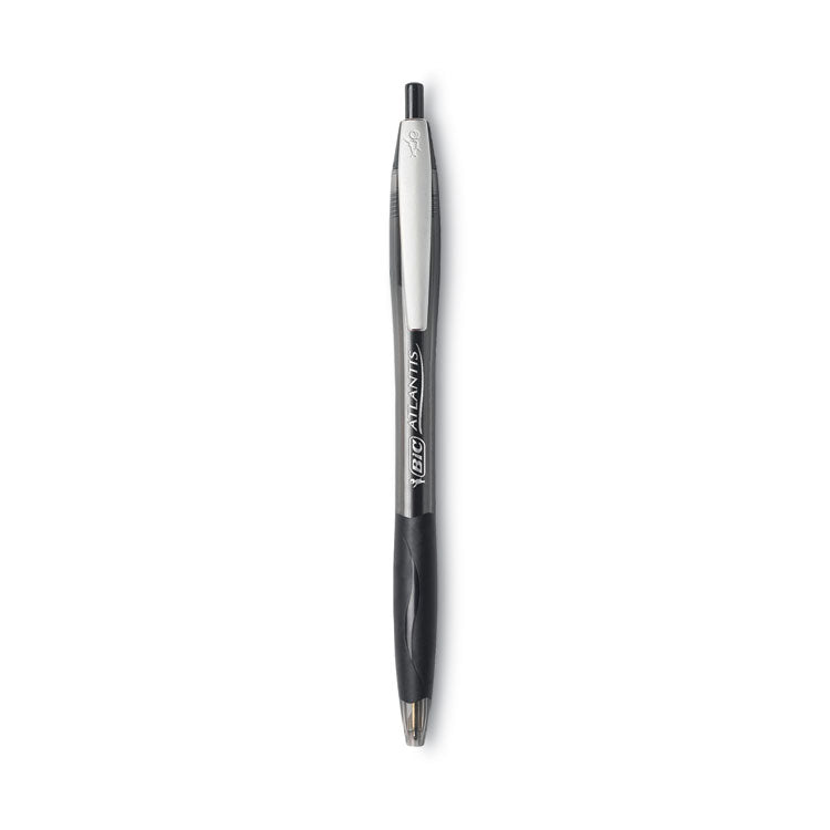 BIC® GLIDE Ballpoint Pen, Retractable, Medium 1 mm, Black Ink, Smoke/Black Barrel, Dozen (BICVCG11BK)