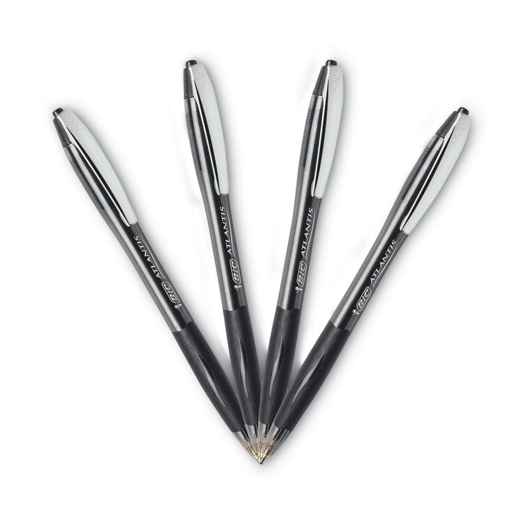 BIC® GLIDE Ballpoint Pen, Retractable, Medium 1 mm, Black Ink, Smoke/Black Barrel, Dozen (BICVCG11BK)