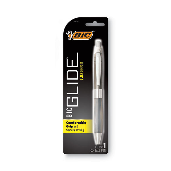 BIC® GLIDE Ultra Comfort Ballpoint Pen, Retractable, Medium 1 mm, Black Ink, Randomly Assorted Barrel Colors (BICVCGUP11XBK)