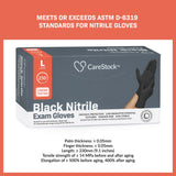CareStock™ Exam Glove Large NonSterile Nitrile Standard Cuff Length Fully Textured Black Not Rated (1230894_CS) 2500/CS