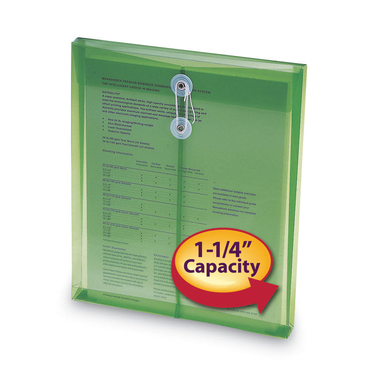 Smead™ Poly String and Button Interoffice Envelopes, Open-End (Vertical), 9.75 x 11.63, Transparent Green, 5/Pack (SMD89543)