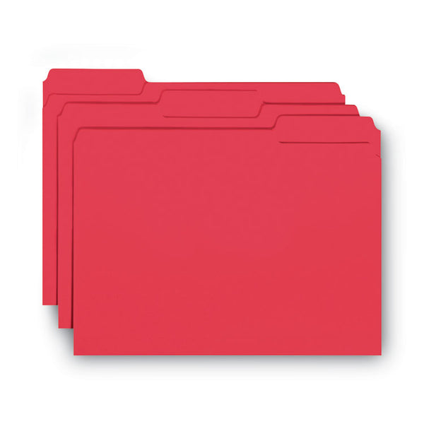Smead™ Interior File Folders, 1/3-Cut Tabs: Assorted, Letter Size, 0.75" Expansion, Red, 100/Box (SMD10267)