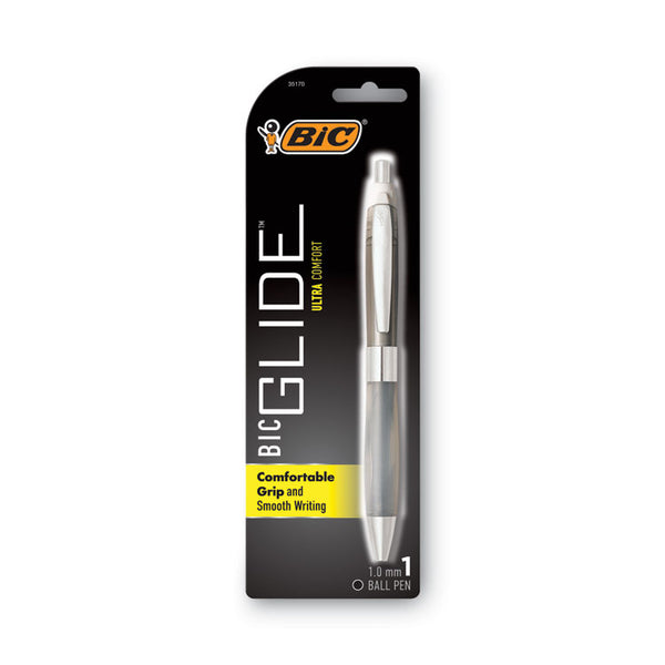 BIC® GLIDE Bold Ballpoint Pen, Retractable, Bold 1.6 mm, Blue Ink, Translucent Blue Barrel, Dozen (BICVLGB11BE)