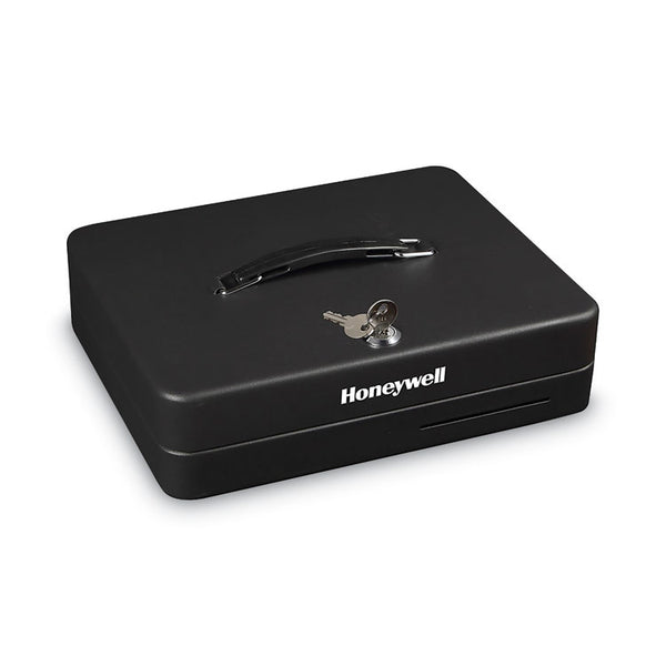 Honeywell Deluxe Cash Security Box, 11.8 x 9.4 x 3.7, Steel, Black (HWL6113) Each