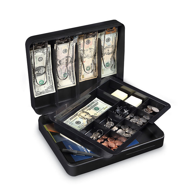 Honeywell Deluxe Cash Security Box, 11.8 x 9.4 x 3.7, Steel, Black (HWL6113) Each