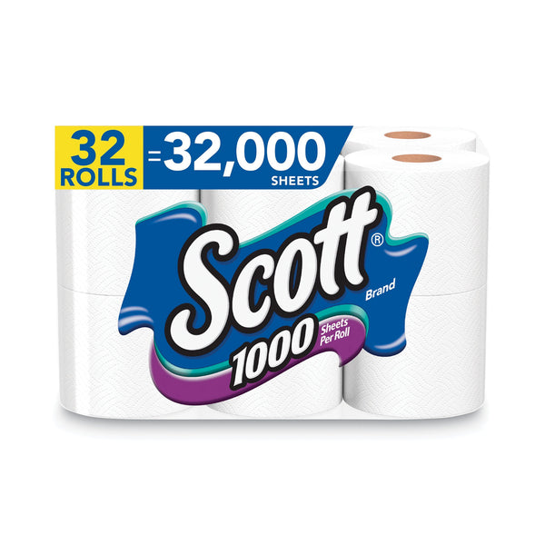 Scott® 1000 Bathroom Tissue, Septic Safe, 1-Ply, White, 1,000 Sheet/Roll, 32 Rolls/Carton (KCM49209) Case of 32