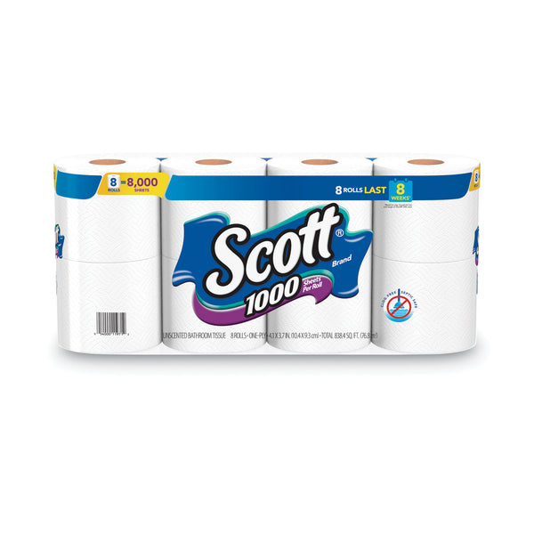 Scott® 1000 Bathroom Tissue, Septic Safe, 1-Ply, White, 1,000 Sheet/Roll, 32 Rolls/Carton (KCM49209) Case of 32