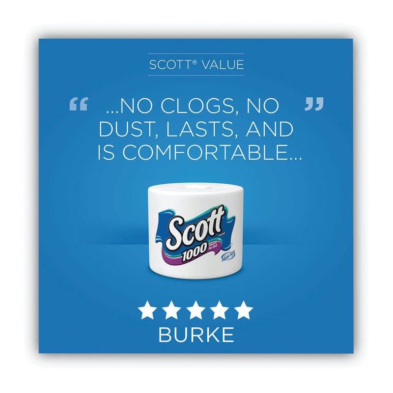 Scott® 1000 Bathroom Tissue, Septic Safe, 1-Ply, White, 1,000 Sheet/Roll, 32 Rolls/Carton (KCM49209) Case of 32