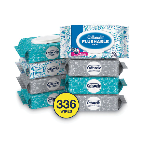 Cottonelle® Flushable Wet Wipes, Flip-Top Pack, 5 x 7.25, White, 42 Sheets/Pack, 8 Packs/Carton (KCM51826) Case of 336