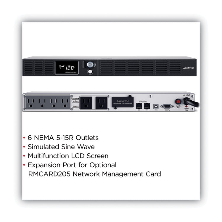 CyberPower® CyberPower Smart App LCD, 6 Outlets, 500 VA, 1,150 J (CYPOR500LCDRM1U) Each