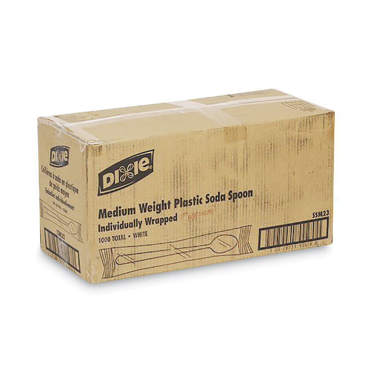 Dixie® Individually Wrapped Mediumweight Polystyrene Cutlery, Soda Spoon, White, 1,000/Carton (DXESSM23)