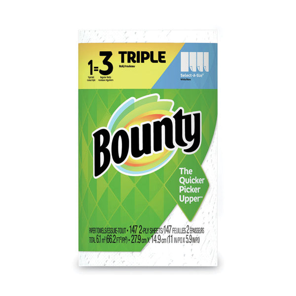 Bounty® Select-a-Size Kitchen Roll Paper Towels, 2-Ply, White, 5.9 x 11, 147 Sheets/Roll, 12 Rolls/Carton (PGC66980)