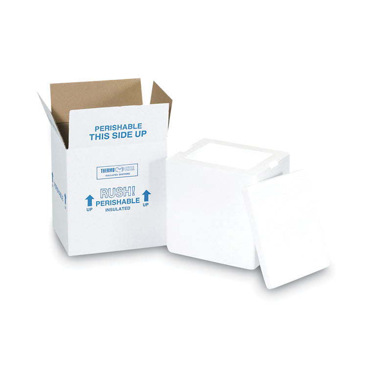 The Packaging Wholesalers® Insulated Shipping Container, 1.5" Foam Insert, 9" x 11" x 15", White/Blue (PKG212C) Each