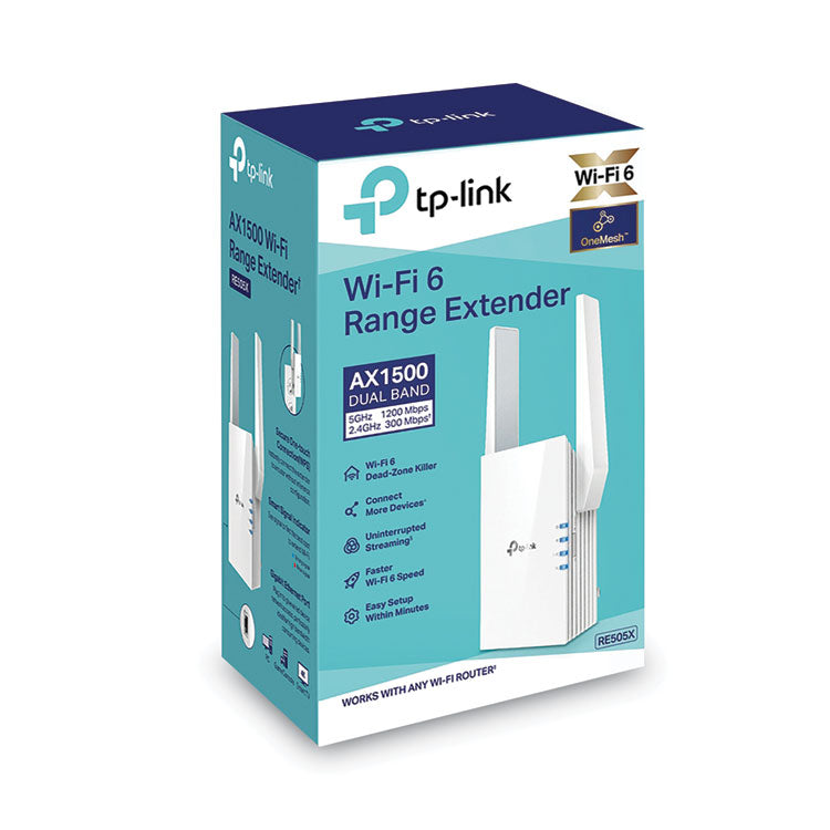 TP-Link TP-LINK AX1500 RE505X 1500Mbps Wi-Fi Dual Band Range Extender, 1 Port, Dual-Band 2.4 GHz/5 GHz (TPLRE505X) Each