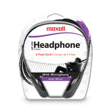 Maxell® HP200 Headphone with Microphone, 6 ft Cord, Black (MAX199929) Each