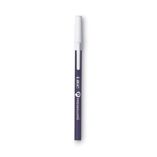 BIC® PrevaGuard Round Stic Pen, Stick, Medium 1 mm, Blue Ink, Blue Barrel, Dozen (BICGSAM11BE)