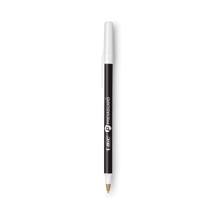 BIC® PrevaGuard Round Stic Pen, Stick, Medium 1 mm, Black Ink, Black Barrel, 60/Pack (BICGSAM60BK)