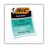 BIC® Round Stic Xtra Precision Ballpoint Pen, Stick, Fine 0.8 mm, Black Ink, Smoke Barrel, Dozen (BICGSF11BK)