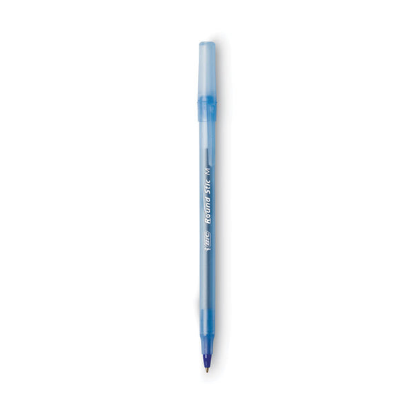 BIC® Round Stic Xtra Life Ballpoint Pen Value Pack, Stick, Medium 1 mm, Blue Ink, Translucent Blue Barrel, 60/Box (BICGSM609BE)