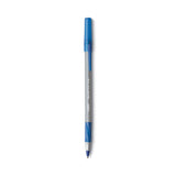 BIC® Round Stic Grip Xtra Comfort Ballpoint Pen, Easy-Glide, Stick, Medium 1.2 mm, Blue Ink, Gray/Blue Barrel, Dozen (BICGSMG11BE)