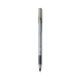 BIC® Round Stic Grip Xtra Comfort Ballpoint Pen, Easy-Glide, Stick, Medium 1.2 mm, Black Ink, Gray/Black Barrel, Dozen (BICGSMG11BK)