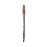 BIC® Round Stic Grip Xtra Comfort Ballpoint Pen, Easy-Glide, Stick, Medium 1.2 mm, Red Ink, Gray/Red Barrel, Dozen (BICGSMG11RD)