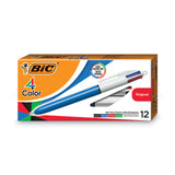 BIC® 4-Color Multi-Function Ballpoint Pen, Retractable, Medium 1 mm, Black/Blue/Green/Red Ink, Blue/White Barrel (BICMM11)