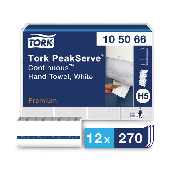 Tork® PeakServe Continuous Hand Towel, 1-Ply, 7.91 x 8.85, White, 270 Wipes/Pack, 12 Packs/Carton (TRK105066) Case of 12