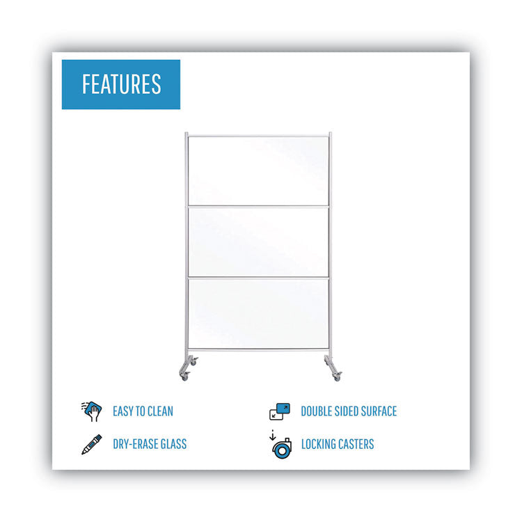 Bi-silque Protector Series Mobile Glass Panel Divider, 80.3 x 22 x 50, Clear/Aluminum (BVCDSP273046) Each